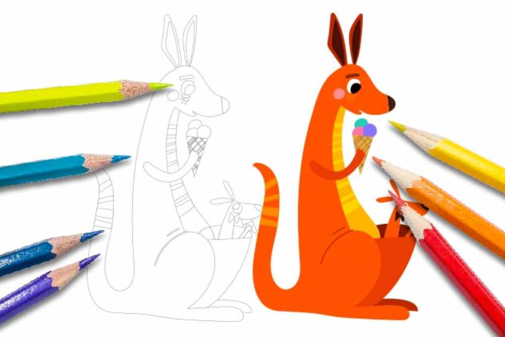 Disegni per bambini da colorare animali canguro