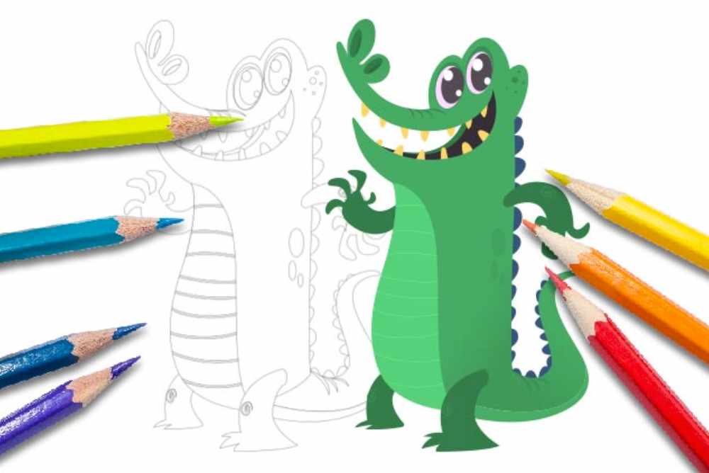 Disegni per bambini da colorare animali coccodrillo
