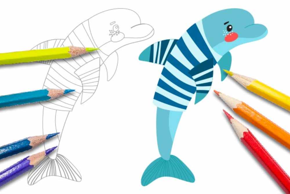 Disegni per bambini da colorare animali delfino