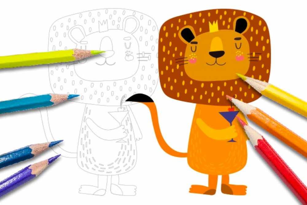 Disegni per bambini da colorare animali leone