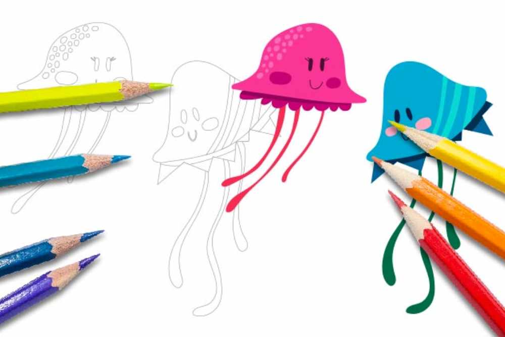 Disegni per bambini da colorare animali meduse