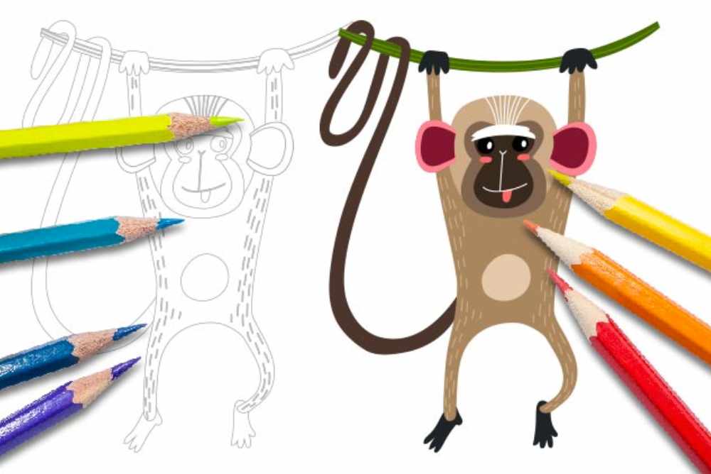 Disegni per bambini da colorare animali scimmia