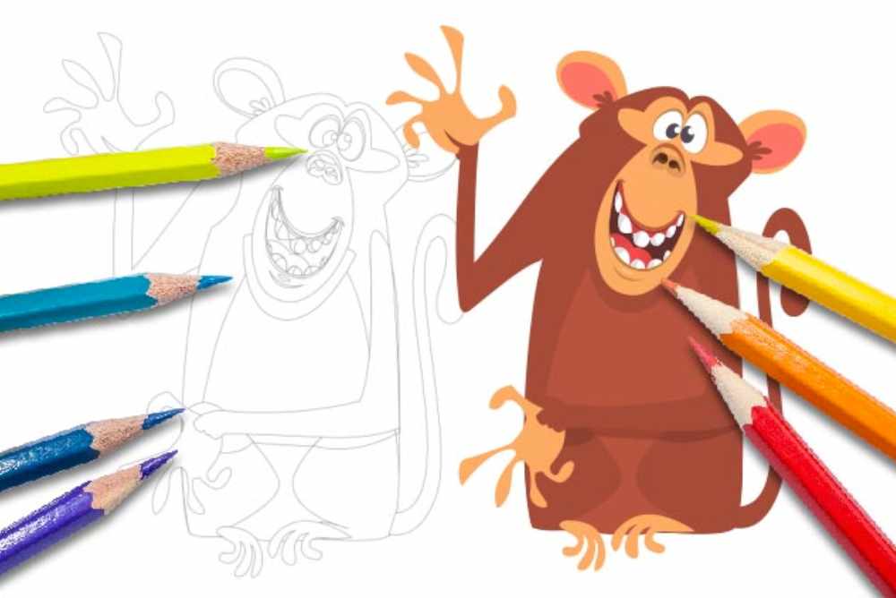 Disegni per bambini da colorare animali scimmietta