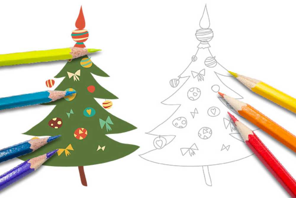 disegni di natale da colorare per bambini albero di natale
