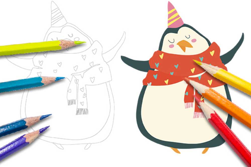 disegni di natale da colorare per bambini pinguino