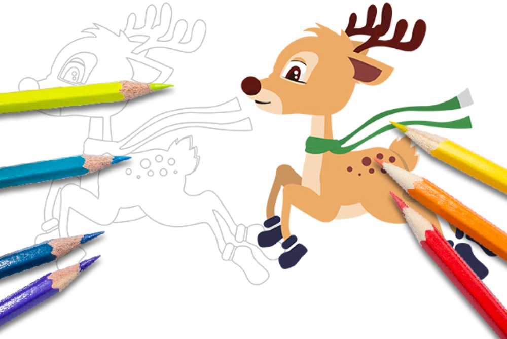disegni di natale da colorare per bambini renna