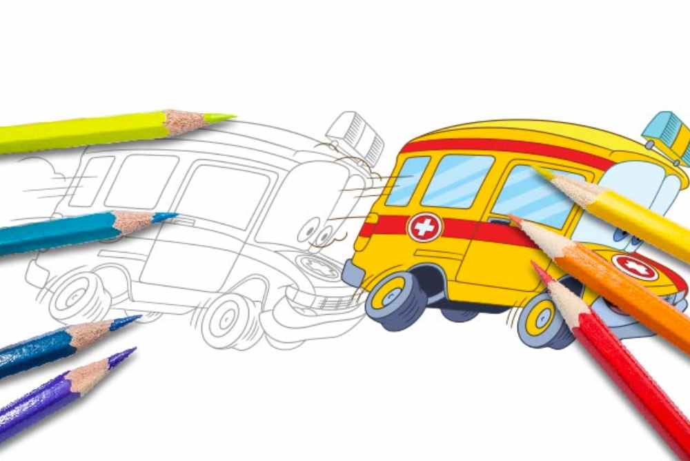 Disegni per bambini da colorare macchine ambulanza