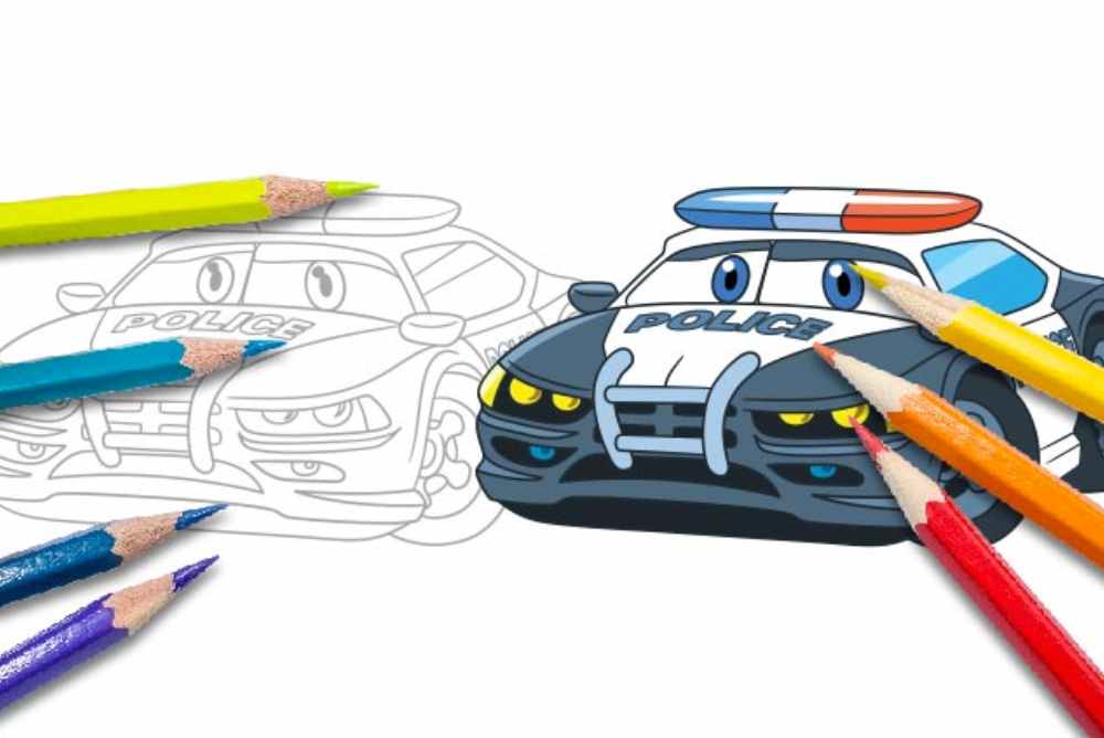 Disegni per bambini da colorare macchine auto della polizia