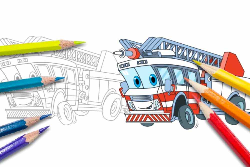 Disegni per bambini da colorare macchine camion pompieri